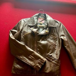 Faux leather jacket, lined, zipper detailing